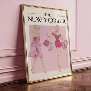 [Sale off up to 50%] [No frame, Free Ship] The New Yorker Magazine Cover Print June 25 1991 Issue | Chic Pink 90s Fashion Preppy Aesthetic Wall Art Poster | College Apartment Decor