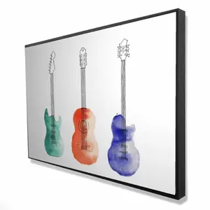 Begin Home Decor 2081-2436-MU45 24 x 36 in. Three Guitars - Man Cave Framed Canvas Home Decor Art
