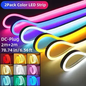 Colorful LED Strip Lights - Flexible DC-Powered Neon Strips in 16 Vibrant Colors, 0.98in Wide, Perfect for Christmas Decor, Mirrors, Ceilings, Kitchens & Cabinets, Ceiling Decoration | Vibrant LED Strips | Silicone LED Strip, Neon Signs for Wall Decor