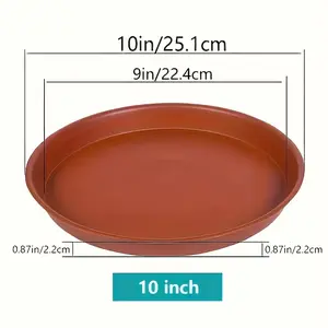 5-Piece Thick Plastic Plant Trays Set - 10-in/12-in Sturdy Stylish Clay-Design Circular Trays, Multi-Functional for Flowerpots, Bird Baths, Suitable for Indoor/Outdoor Home & Festive Use, Five Pieces