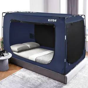 Twin Size Bed Tent – Original Design Portable Dream Tent, 80% blackout, 3 doors, breathable, suitable for adults and kids, ideal for shared rooms, dorm rooms, and travel