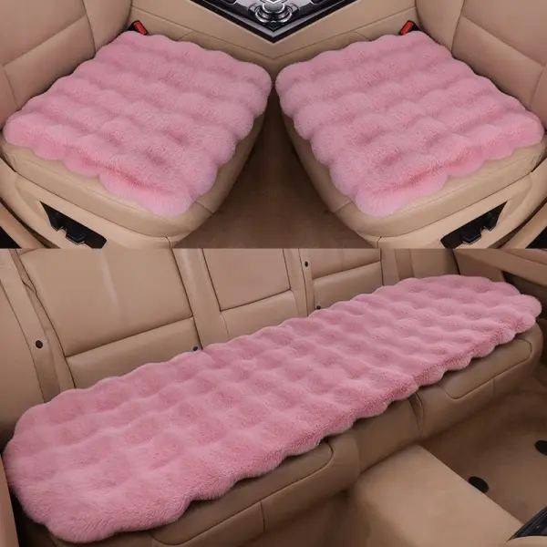 Plush Car Seat Cushion, Winter Warm Auto Seat Pad with Non-Slip Backing, Universal Soft Fluffy Seat Cover for Car, Truck, SUV, Office and Home Use