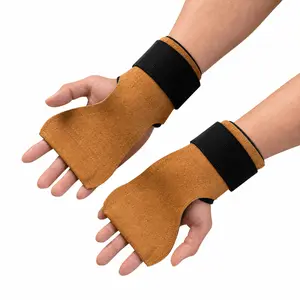 Cowhide Lifting Grips with Wrist Support, 1 Pair Weightlifting Grips for Deadlifts, Pull-Ups, Rows & Hanging Leg Raises, Palm Protection Gym Accessories