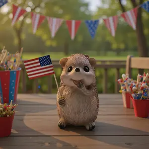 Miniature Resin Hedgehog Figurines Suitable for 4th of Decorations with MAGA Flag Statue - -Themed Garden Ornaments, Tale Patio Sculptures for Independence Day Gifts, Graduation & Memorial Day for Home Lawn Outdoor Decoration