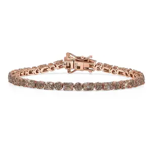 Shop LC Natural Champagne Diamo 2.50 ctw Art Deco Bracelet in 18K Vermeil Rose Gold Over Sterling Si 7.25 In