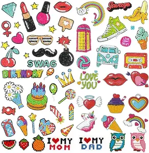 5D Diamond Art Stickers Kits for Kids Boys and Girls Ages 6-8 10-12 Easy to DIY Creative Mosaic Sticker Craft by Numbers Kits for Kids and Adult Beginners (60 pcs Party)