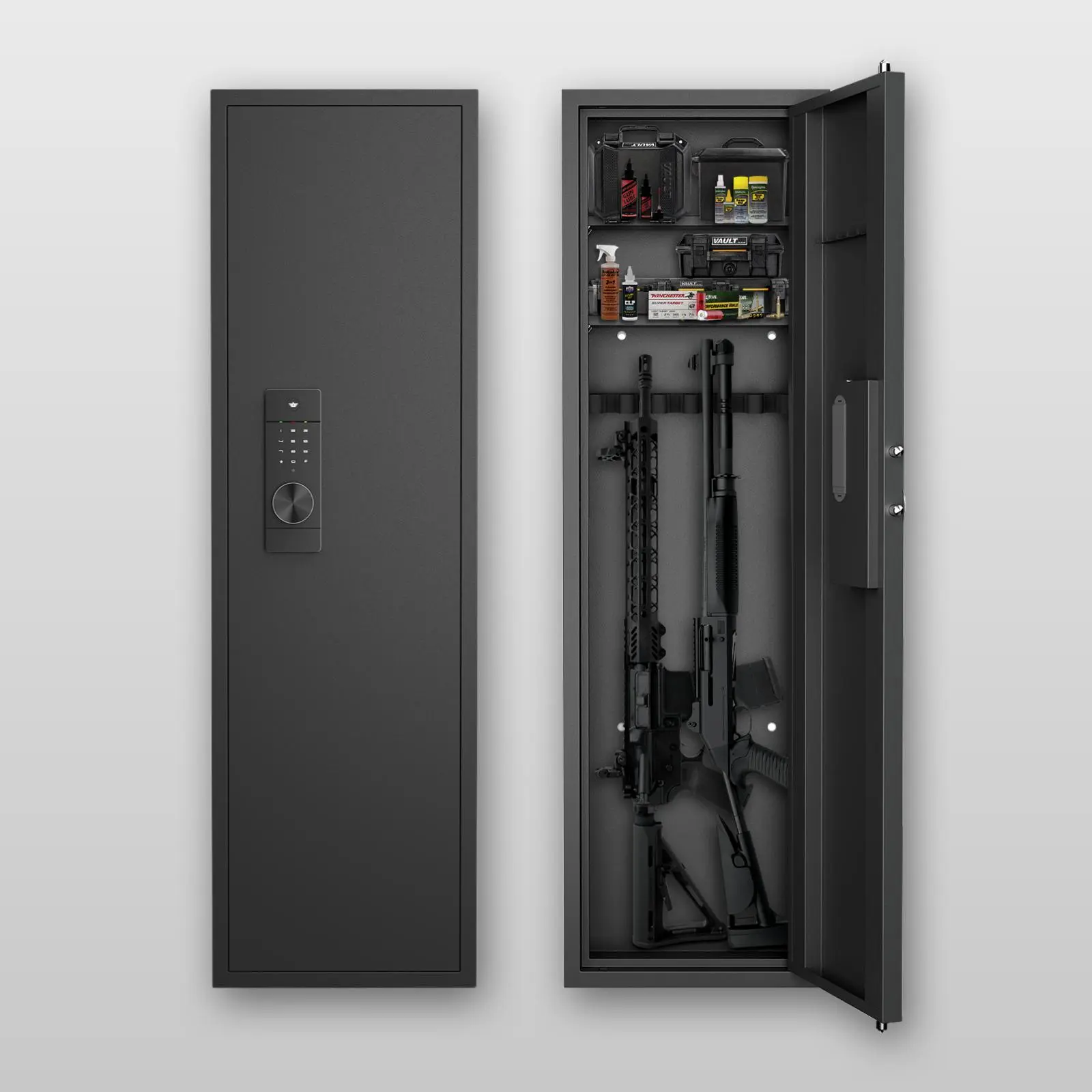 SLATE Wall-Mounted Safe – Passcode & Key Access – Secure Storage for Gear & Valuables – Clean Hidden Design for Home, Office, Closet - Black
