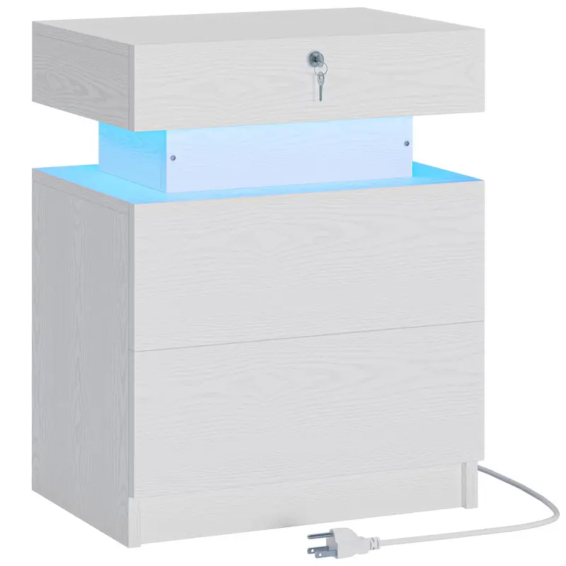 Locking Top Drawer-2 Drawers-White-1PC