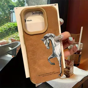 A White Horse English Pattern Phone Case, TPU Material + Leather, Anti-Slip, Anti-Drop, Dustproof, Suitable for iPhone 17/16/15/14/13/12/11 PRO PROMAX PLUS AIR XS XSMAX, Ideal Gift for Friends and Family, JTQBTP87