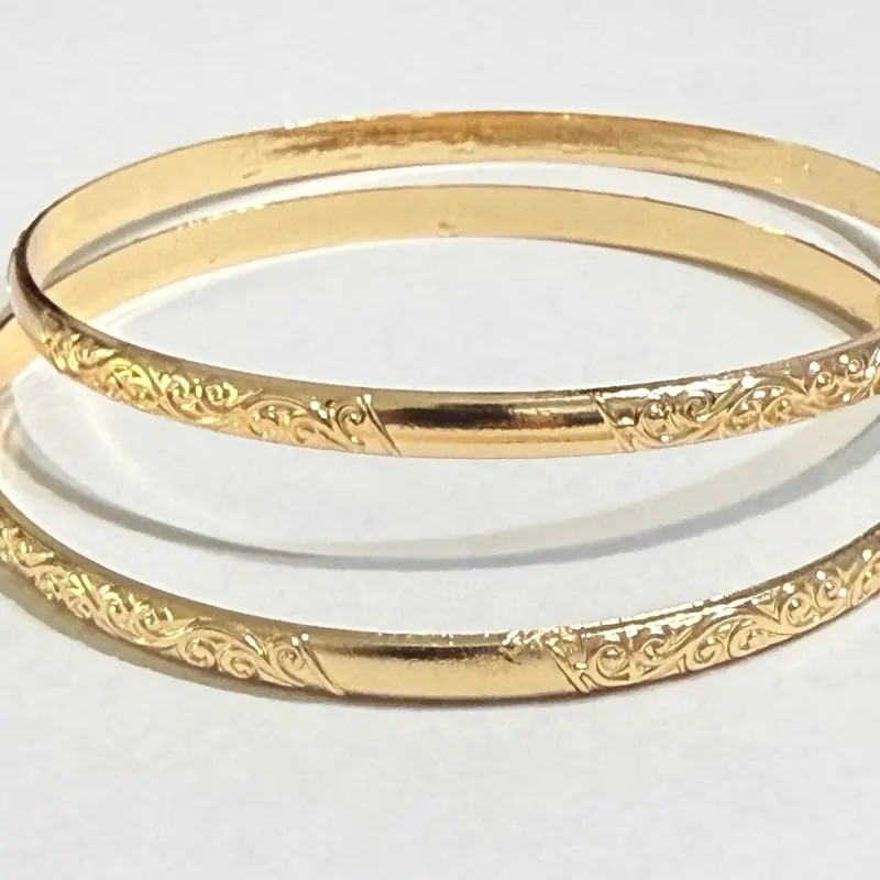 14k Gold Filled Bangles Lot 2 - Elegant Design with Decorative Elements