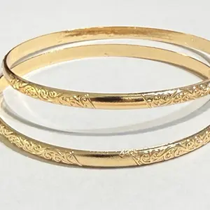 14k Gold Filled Bangles Lot 2 - Elegant Design with Decorative Elements