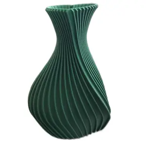 3D Vase Holder - Green Ribbed Design - Product Title