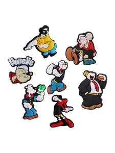 8pcs Cartoon Classic Popeye PVC Shoe Decorations, Shoe Charms, Shoe Accessories, DIY Detachable Wristbands, Bag Holes, Birthday Gift, Fashion Daily Wear