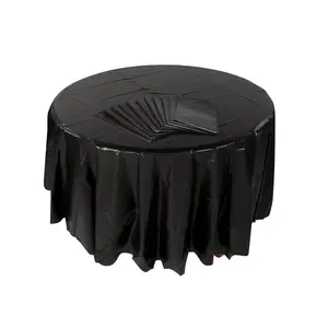 Bulk 12 Pc. 82" Black Round Plastic Tablecloths