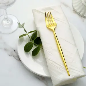 24-Pack Plastic Forks 8" Gold - Heavy Duty Modern Flatware, Premium Disposable Silverware