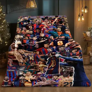 【 JIT 】 A Barcelona legendary player flannel blanket - fluffy and soft, suitable for sofas and beds, suitable for all seasons, machine washable, suitable for travel, office rest, holiday gift giving, and giving gifts to friends