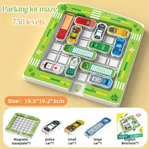Kids Car Parking Logic Puzzle Game, 750 Levels Brain Training Toy, Educational Magnetic Maze Board Game for Kids Ages 4+