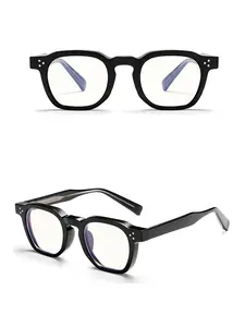 Fashionable Retro Frame Glasses, Square Frame Eyeglasses, Unisex Anti Blue Light Eye Protection Design, Casual Style, All Seasons, Tr90 Material, Trendy Frames