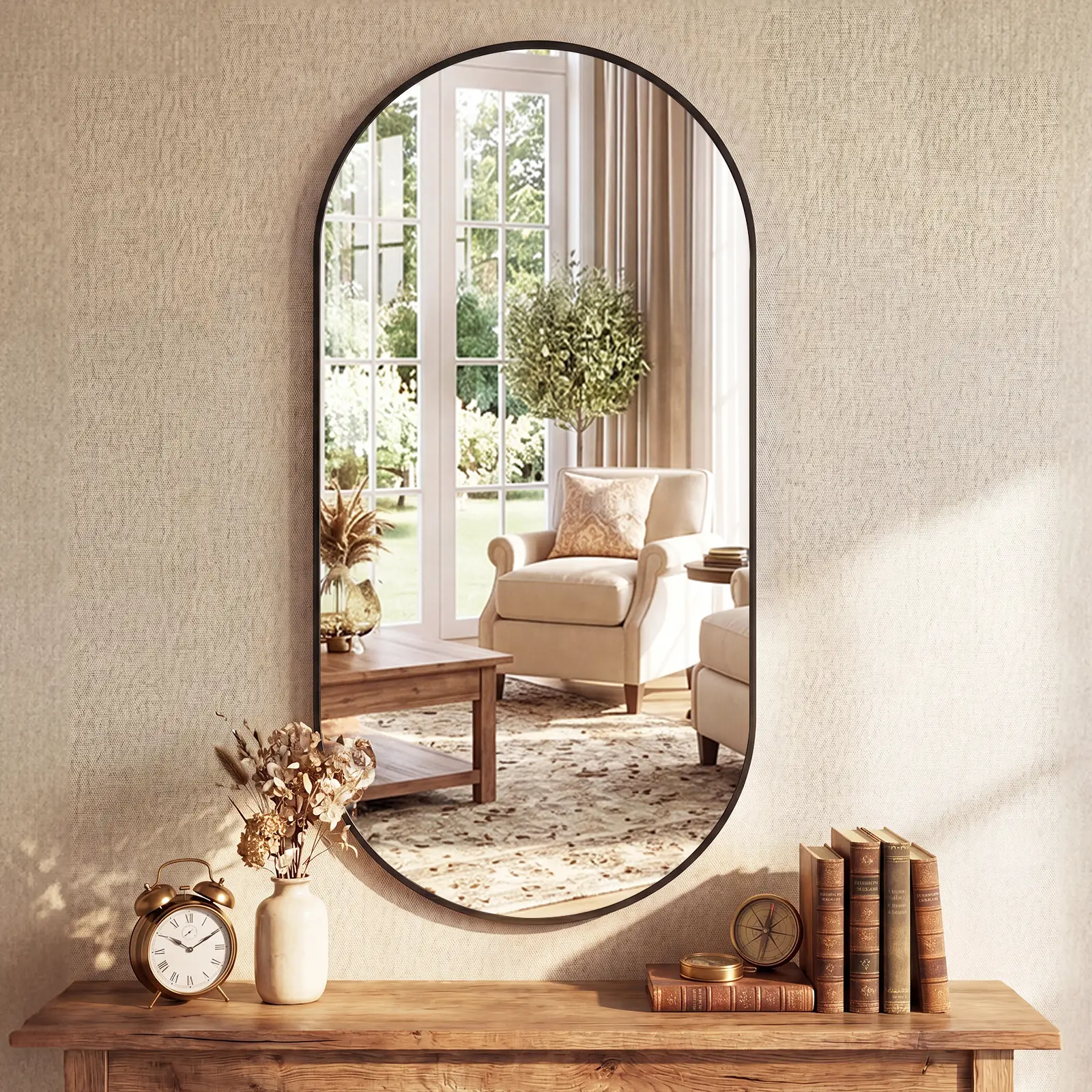 Bathroom Vanity Mirror for Wall, Bathroom Mirror for Over Sink, Bedroom, Living Room, Entryway, Tempered Glass, Wall Mounted Horizontally or Vertically