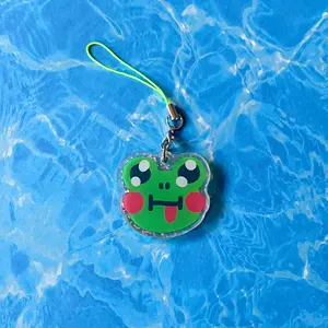 Double Sided 1.5in Mini Cheeky Frog Charm with Matching Strap and Holographic Effect
