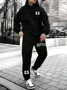 Men's Fleece Jogger Set, Hooded Sweatshirt & Pants, Casual Long Sleeve Tracksuit, Fall Winter Fashion, Comfortable Daily Wear