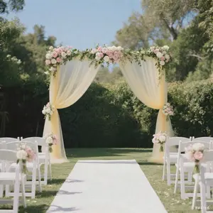 Sheer Wedding Arch Drape 5ft × 10ft Champagne – Backdrop Curtain Panel with Rod Pocket