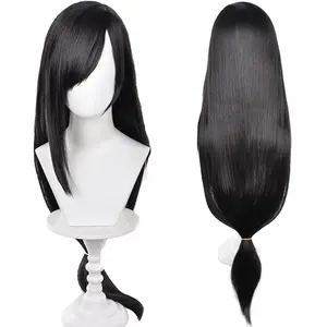 FF7 Black Cosplay wig Long Straight wigs with Bangs Women Daily Replace wigs High Temperature Synthetic Fiber wig Halloween,Christmas,Comic con,Daily WIG,Costume Party