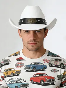 Rhinestone Western Cowboy Hat, Large Brim Felt Full Drill Sparkle Unisex Party Wedding Versatile Hat, All Seasons Punk Style