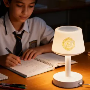 Table Lamp Quran Speaker, Muslim Bluetooth-compatible Speaker with Remote & Mobile APP Control, Digital Night Light Desk Lamp for Kids