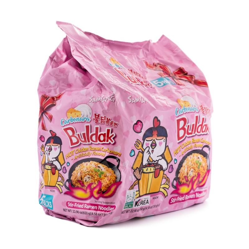 Samyang Buldak Ramen Carbonara Hot Chicken Flavor 5pk 22.9 oz, Spicy Korean Instant Food Noodle Pansit