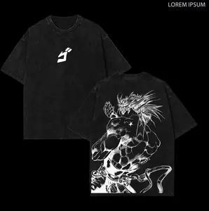 Jojo's Bizarre Adventure Anime Double Printed Vintage Washed Tee Unisex Oversize Heavyweight Cotton T-shirt for Anime Fan
