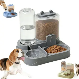Large Capacity Automatic Cat Food Feeder & Water Dispenser Set, Dry Wet Separation Design, Durable Plastic Material, Easy Clean Pet Station