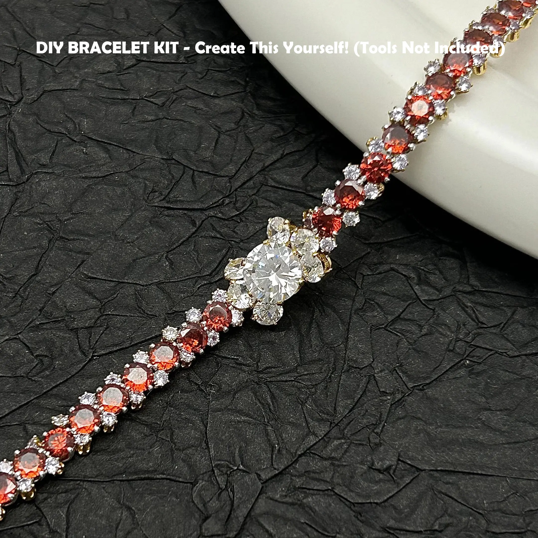 Kit479 Material Kit Elegant Bracelet Making Set with Cubic Zirconia Simulated Pearls & Gold Plated Findings 20cm Jewelry Making Kit