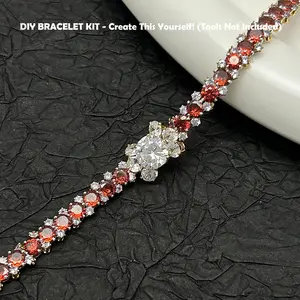 Kit479 Material Kit Elegant Bracelet Making Set with Cubic Zirconia Simulated Pearls & Gold Plated Findings 20cm Jewelry Making Kit