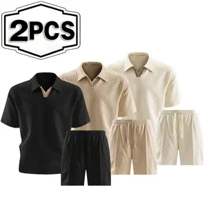 2026 Men's POLO Short sleeved T-shirt Shorts Casual Set Men's Fashion Versatile Two piece Set