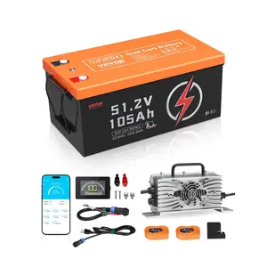 【Spotlight Day】VEVOR 48V（51.2V) 105Ah Golf Cart Lithium Battery, 48 Volt Golf Cart Battery with 200A BMS, LCD Monitor and Mobile APP, LiFePO4 Battery with 600A Peak Current, 20A Charger and 4000+ Cycles, for Golf Carts