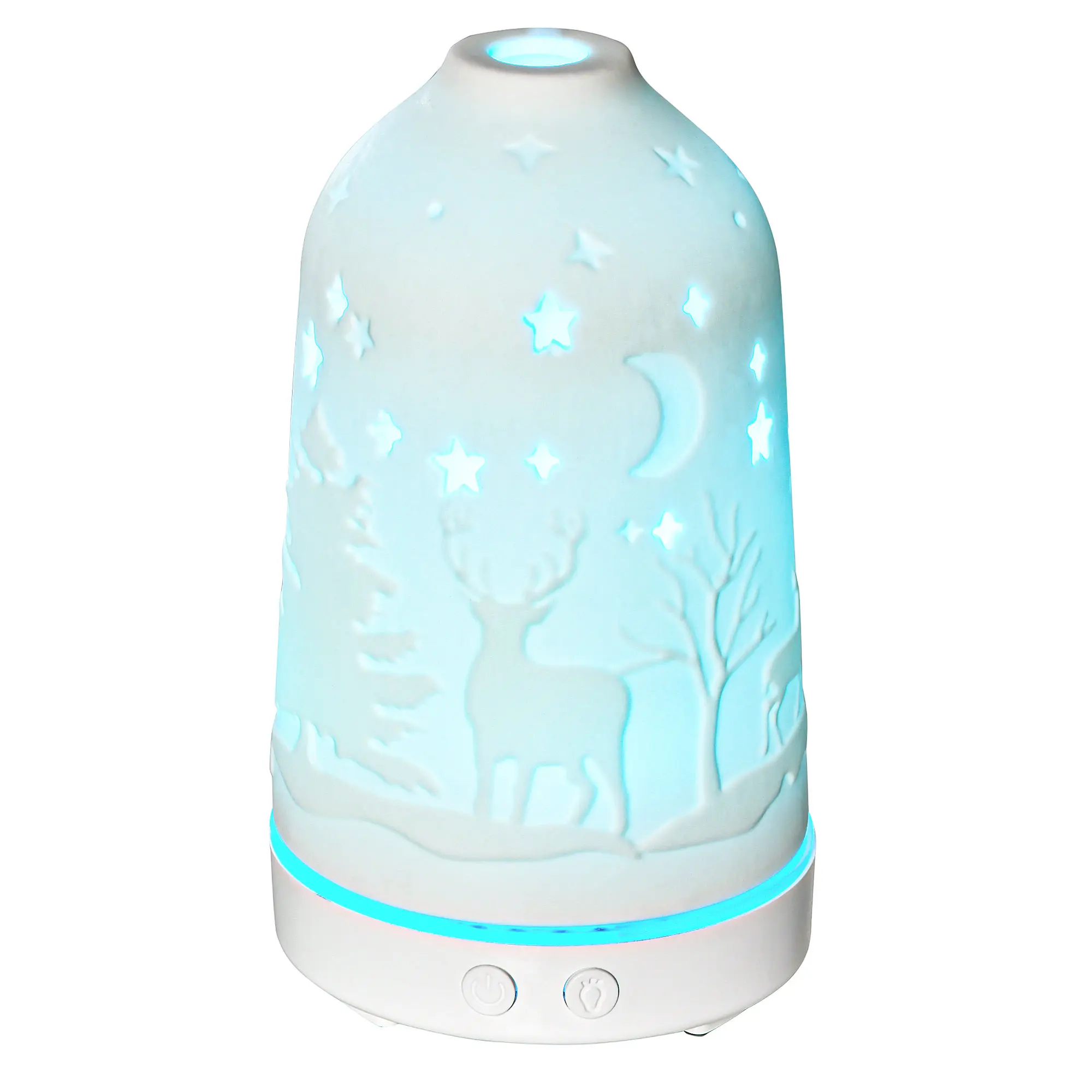 HOMCOM 100ml Ultrasonic Aromatherapy Diffuser, Essential Oils Humidifier with Ceramic Cover, 7 Colors LED Lights, Timer, Waterless Auto-off for Home and Office, White