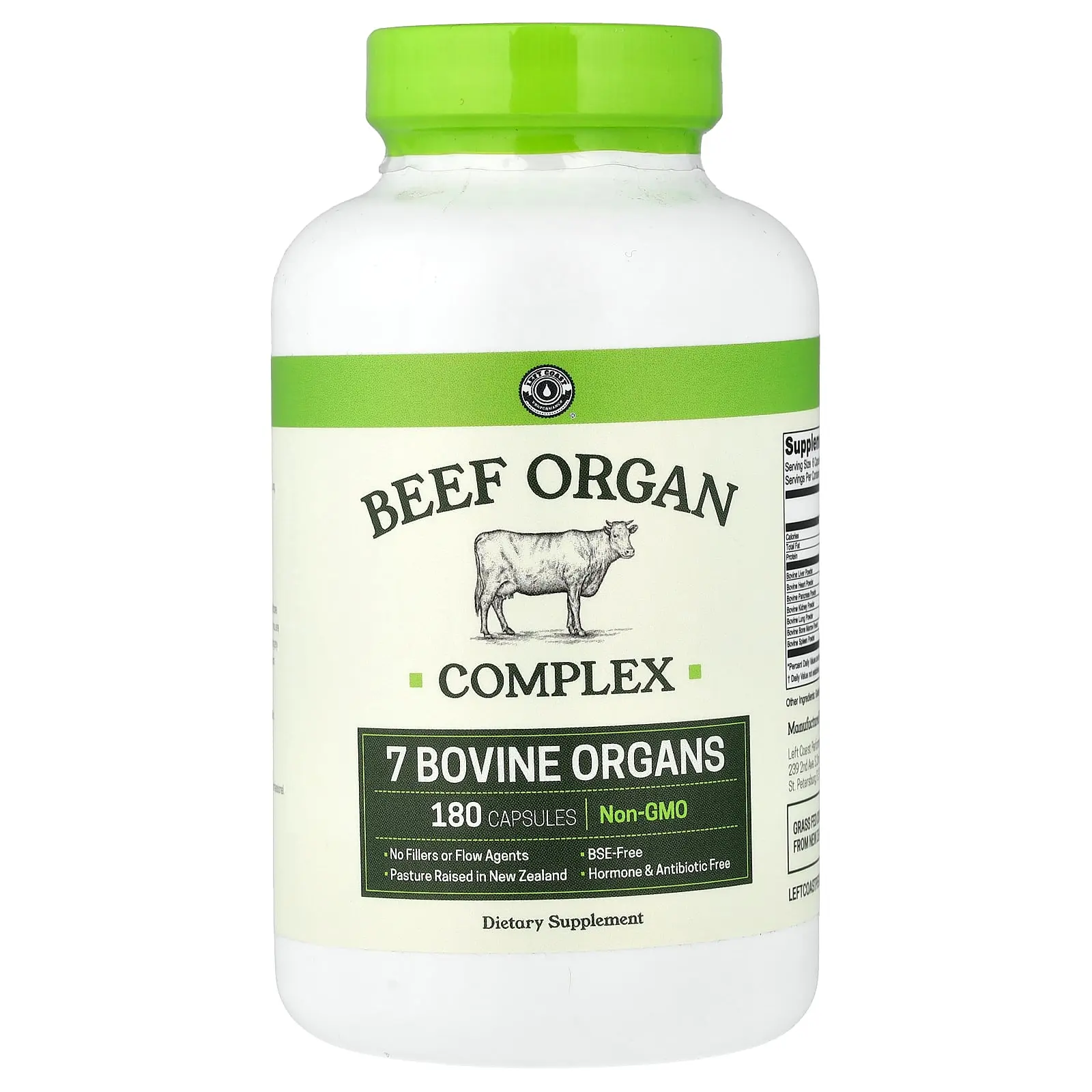 Left Coast Performance Beef Organ Complex, 180 Capsules