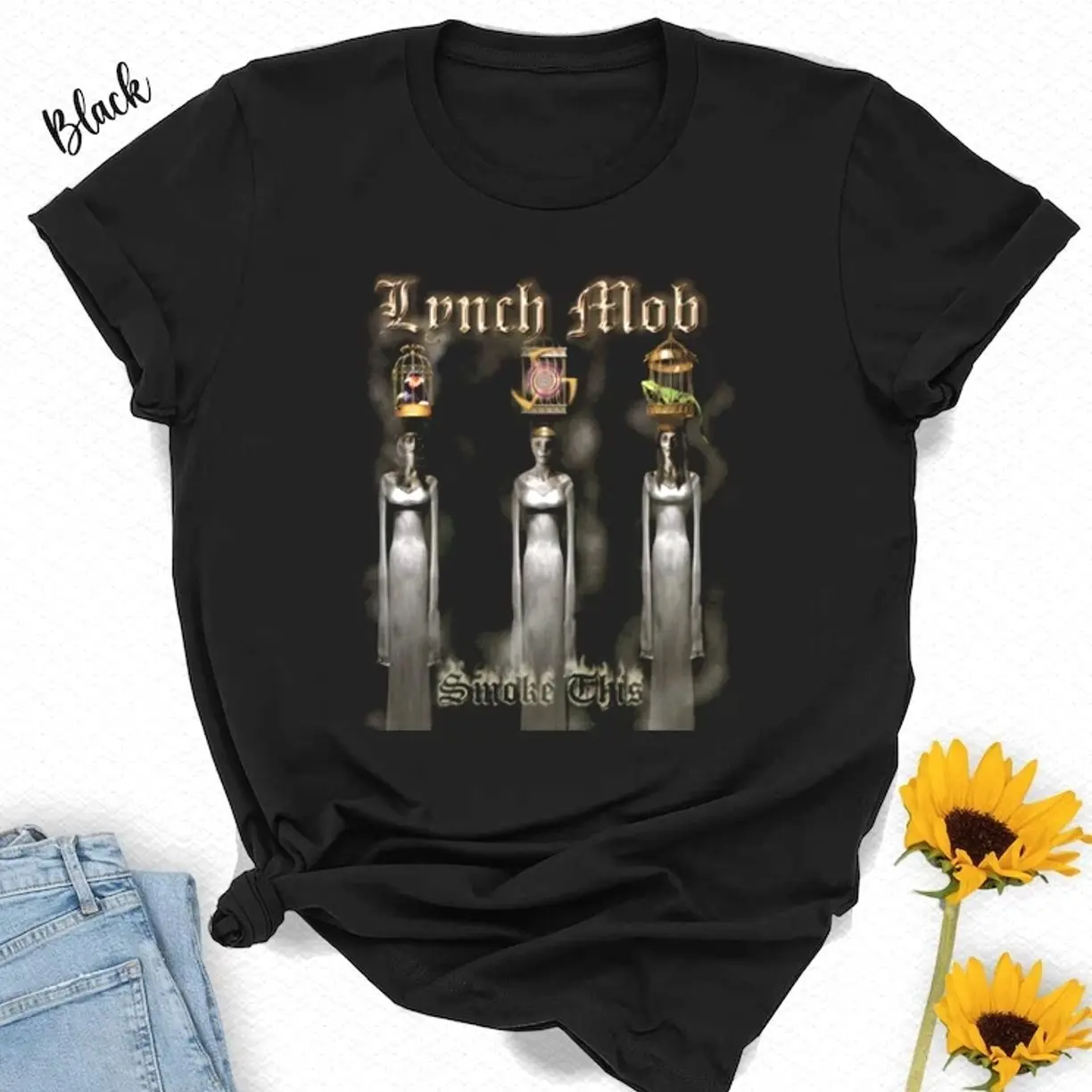 Vintage Smoke This By Lynch Mob Fans T- Shirt Full Size Black NZ304 Y