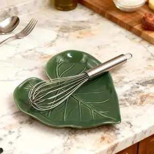 One Ceramic Spoon Holder for Stove Kitchen Countertop Spoon Rack Cute Leaf Design Multifunctional Utensil Holder Suitable for Cooking and Spatulas Cutlery Tableware Inflatable Christmas Tree