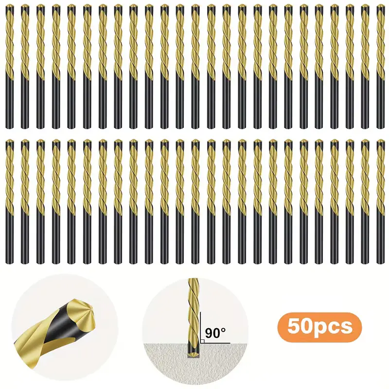 50Pcs 1/8" HSS Spiral Saw Cutting Bits - Drywall Router Bits with Guide Point for Drywall Cutouts, Electrical Outlets, Switches, Lights & Construction, Tool Kit
