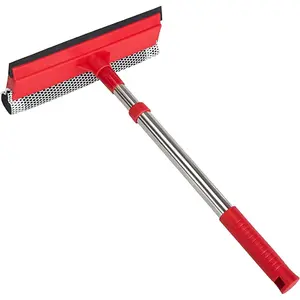 Professional Standard Window ,2-in-1 Window Cleaner Sponge and Soft Rubber Strip with Retractable Stainless Steel Handle(15.3"-23.6") for Gas Station, Glass,Shower,Outdoor Window Cleaning
