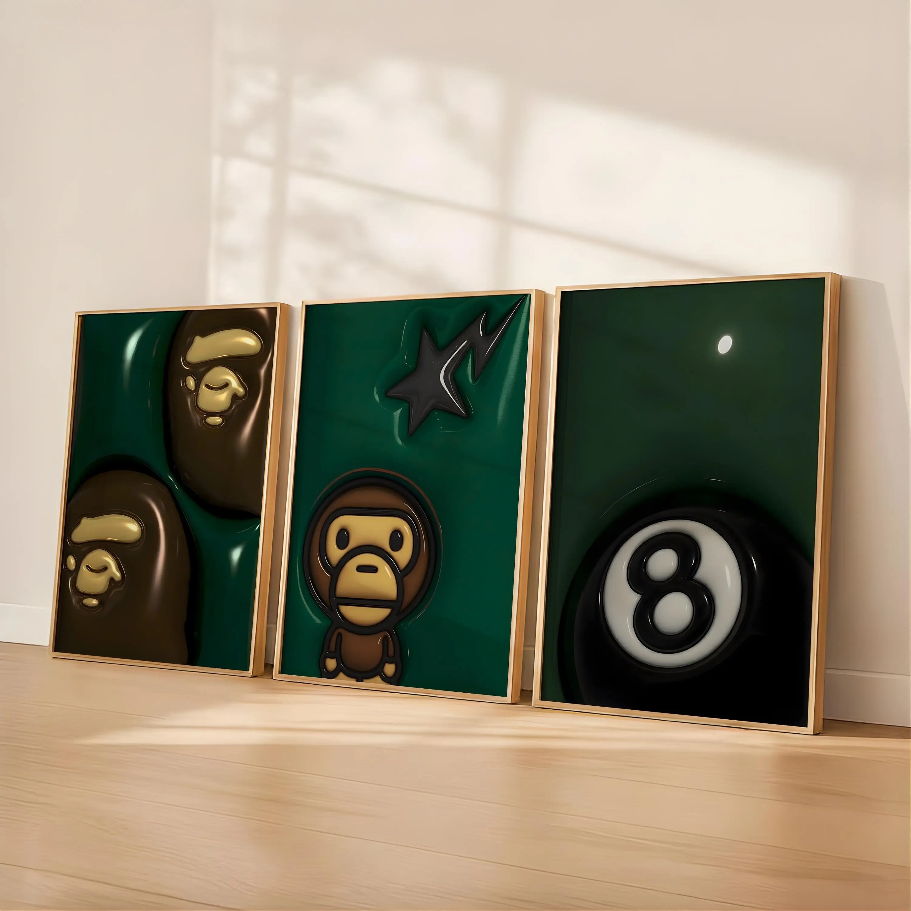 HypeBeast Kaws 3-Piece Poster Set, Trendy 3D Home Decor Wall Art Prints