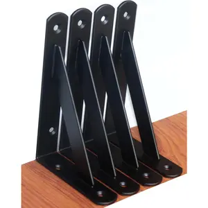 4 Pack L6 x H 4" Black Heavy Duty Shelf Brackets with Screws Metal Shelf Brackets Shelf Support Angle Brackets for Shelves L Brackets Heavy Duty Floating Shelf