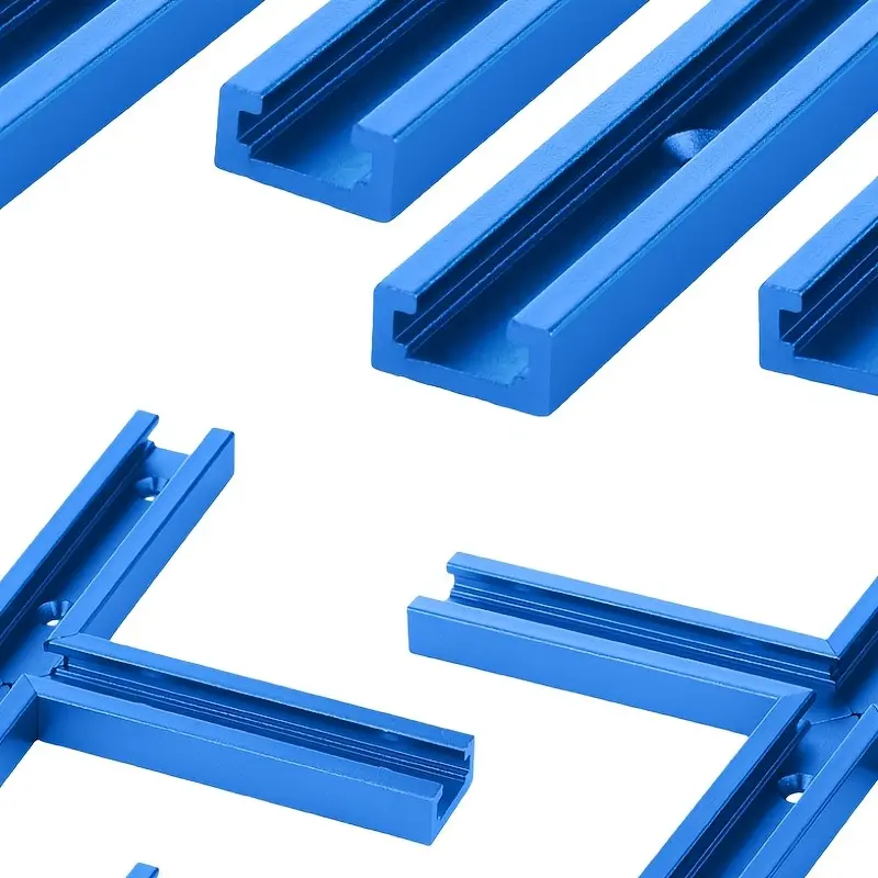 4 Set 48'' T Track for Woodworking and T Track Intersection Kit with Predrilled Mounting Holes Wood Screw Double Cut Profile Universal T Track Accessory Aluminum T Rail Track Woodworking Tool