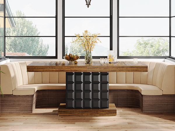 Tribesigns 63'' Modern Rectangular Dining Table for 4-6 with Geometric Relief, Wooden Dinner Table for Dining Room and Kitchen Home Decor Interior