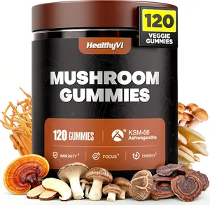 10 In 1 Mushroom Gummies with KSM 66 Ashwagandha and Magnesium Threonate for Focus Memory and Cognitive Health 120 Count Supplement Vitamin D3 B12 Immunity Energy Vegan Blueberry Flavor Wellness Formula