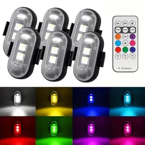 6pcs RGB Wireless Flashing LED Lights with Remote –  USB Charging, Waterproof, Car, Motorcycle, SUV, Truck, Bike Decorative Lighting, Colorful Ambient & Footwell Lights