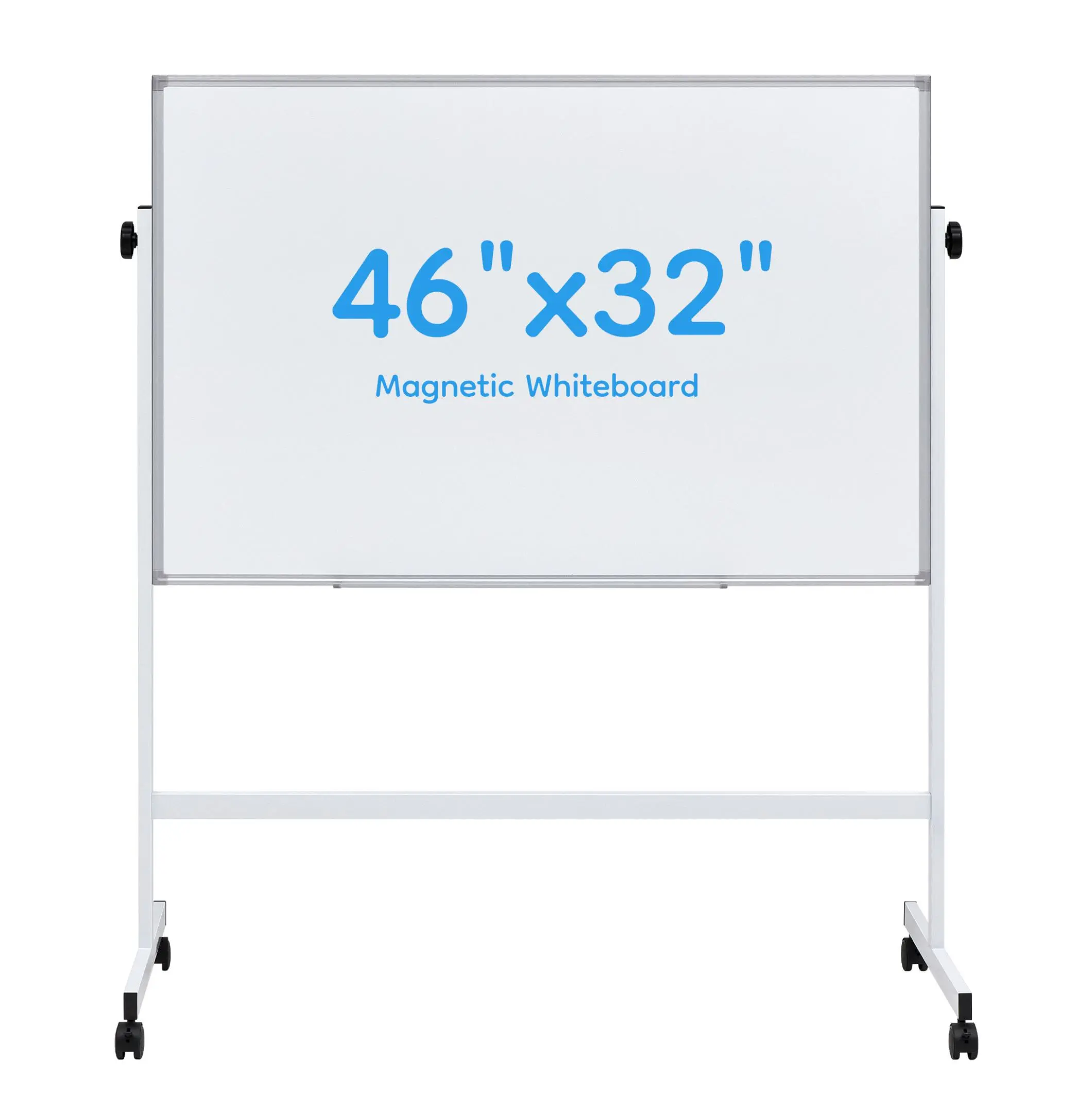 Magnetic Whiteboard Mobile, 46x32in Rolling Whiteboard with Stand, Adjustable Height Dry Erase Board for Home, Office, Classroom