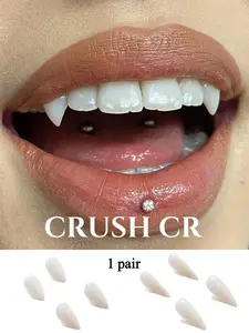 CRUSH CR 1 Pair Vampire Fangs Teeth for Men Women, 4 Sizes (13-19mm) Available, Realistic White Fangs for Cosplay, Halloween Parties, and Themed Events, Perfect for Dracula Costumes, Vampire Makeup, Spooky Photo Shoots to Create an Authentic Gothic Vibe